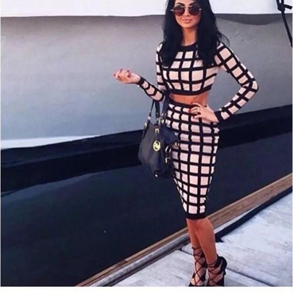 Long Sleeves 2 Pc Bandage Dress